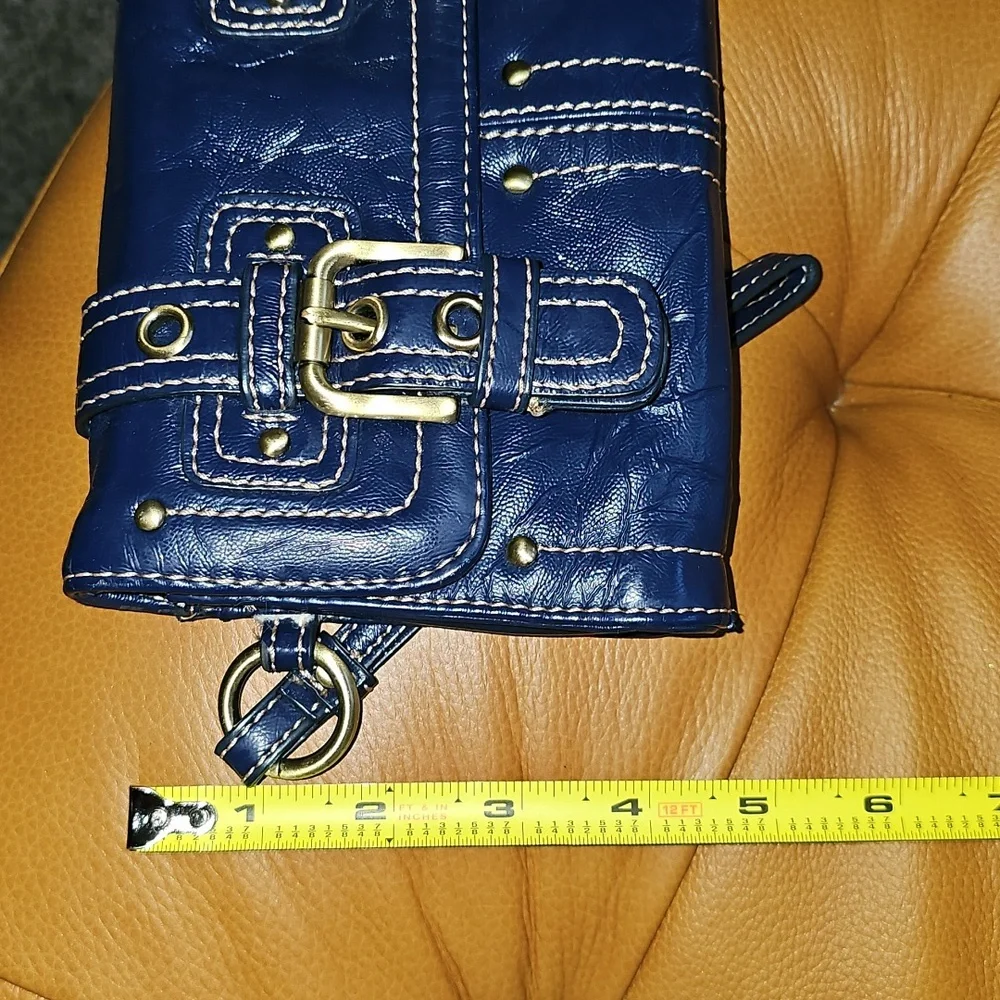 Rafe Blue Faux Leather Double Buckle Clutch Wallet - Picture 7 of 7